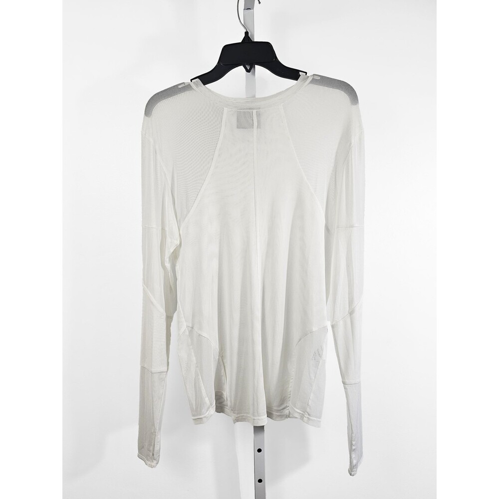 ORTTU Large Men's Alejandro Long Sleeve White Mesh Sheer Statement Top